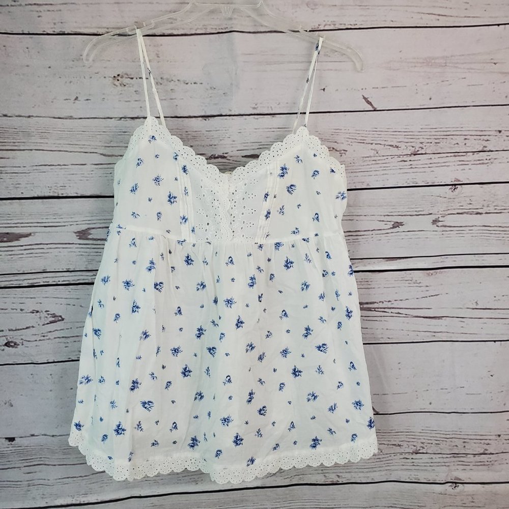 VS mini nightgown pajamas white blue floral lace